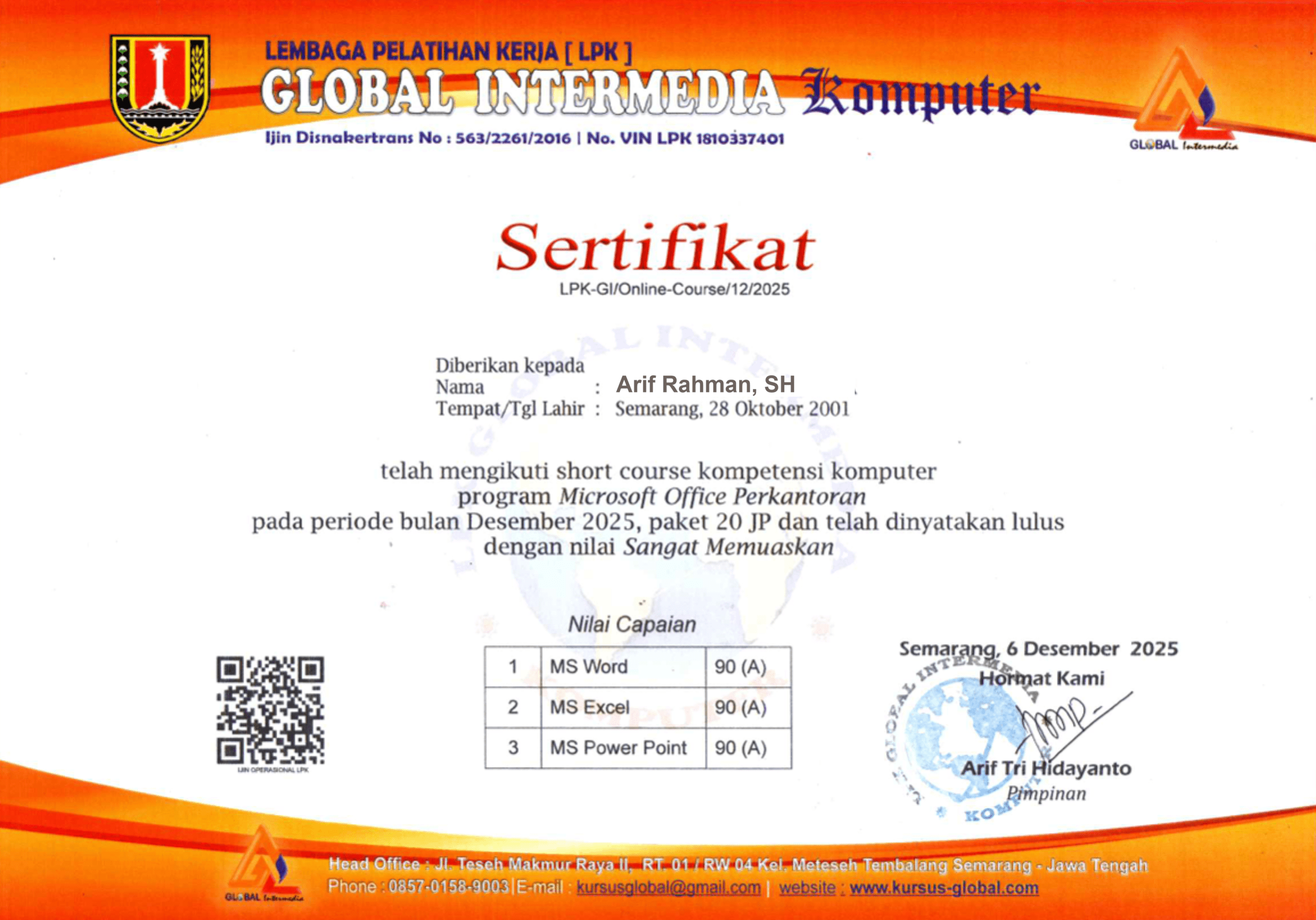 SERTIFIKAT KOMPUTER ONLINE UNTUK CPNS